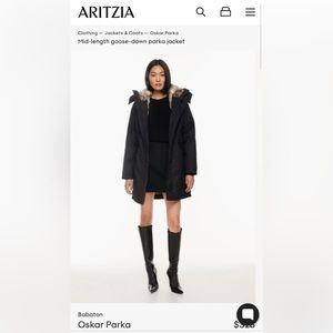 Oskar Parka by Aritzia Color Black in a size Medium. Warm and fashionable.